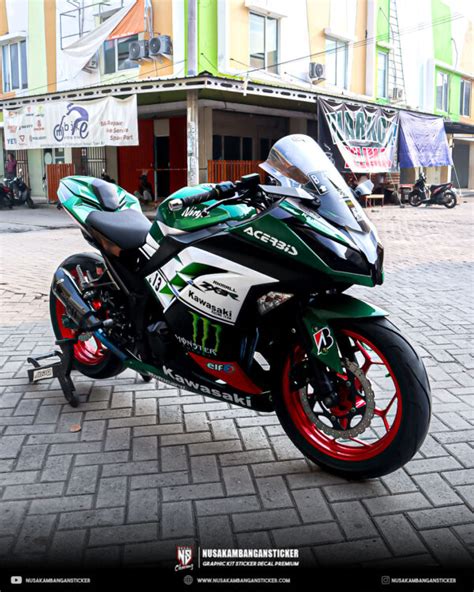 Desain Sticker Kawasaki Ninja Fi Mnster Hijau Putih Fullbody