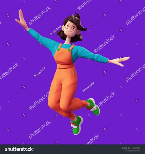 Excited Cute Asian Active Brunette Girl Stock Illustration 2118819683 Shutterstock