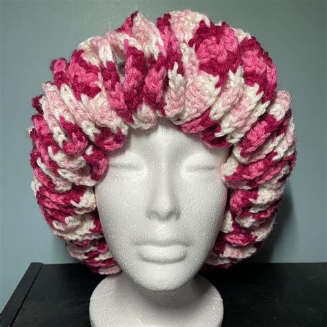 Pink Crochet Ruffle Hat Handmade Multiple Depop