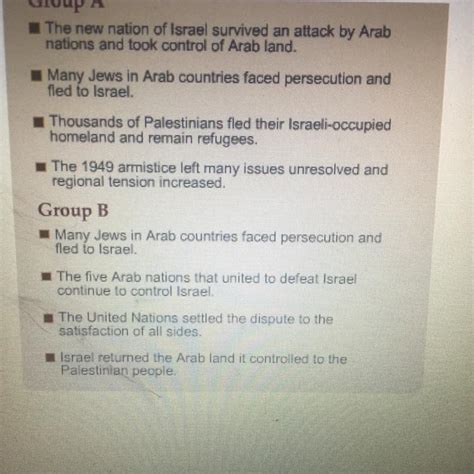 Which Group Best Describes The Results Of The 1948 Arab Israel War