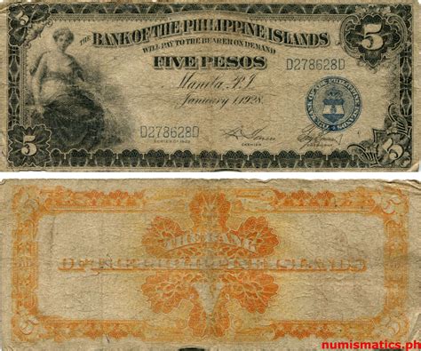 5 Pesos Bank Of The Philippine Islands Circulating Note