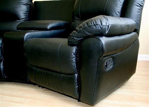 HOME THEATER SEATING BLACK LEATHER RECLINER SECTIONAL SOFA MOVIE