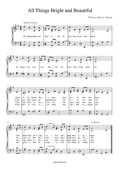 All Things Bright And Beautiful Free Pdf Sheet Music