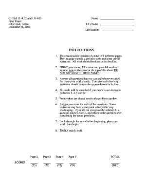 Fillable Online Intro Chem Okstate 03 Final Exam John Final Intro