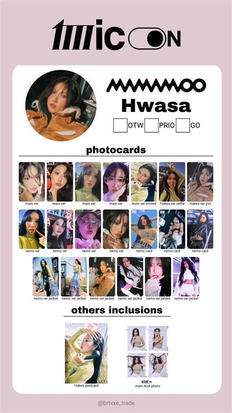 MAMAMOO MICON HWASA PHOTOCARDS TEMPLATES