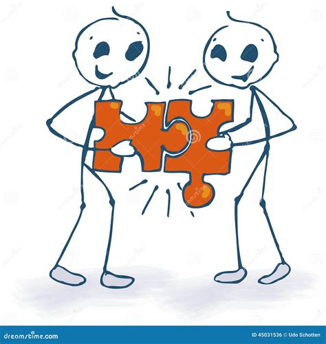 Stick Figures And Puzzle Stock Vector Image 45031536