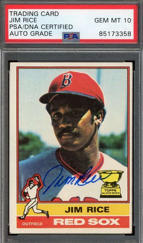 Jim Rice Gem Mint 10 Psa Dna Signed 1976 Topps Autograph Ebay