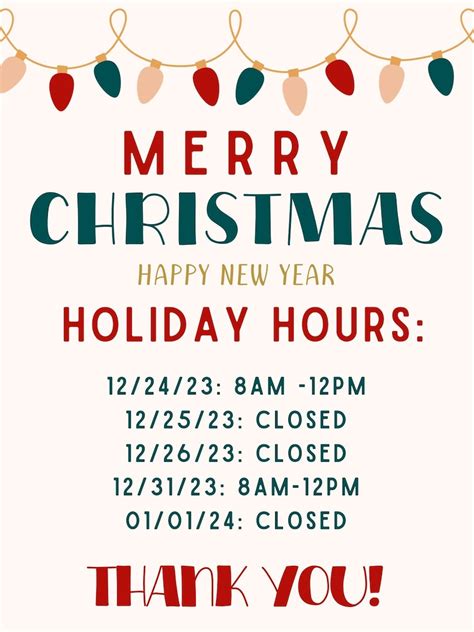 Editable Holiday Hours Template In Canva Festive Flexibility For Your