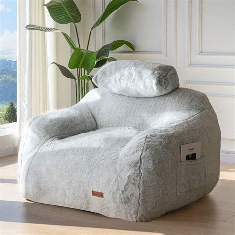 Maxyoyo Giant Bean Bag Chair With Pillow Fuzzy Fabric Fluffy And Comfy