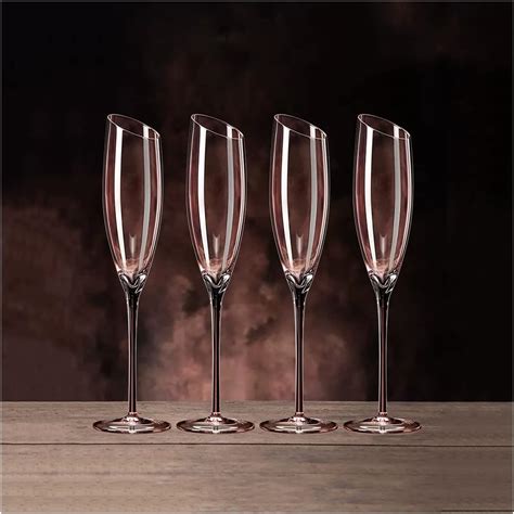 Champagne Glasses Set Of 4 Slanted Champagne Glasses Light Luxury Bubbly Glasses Home Crystal