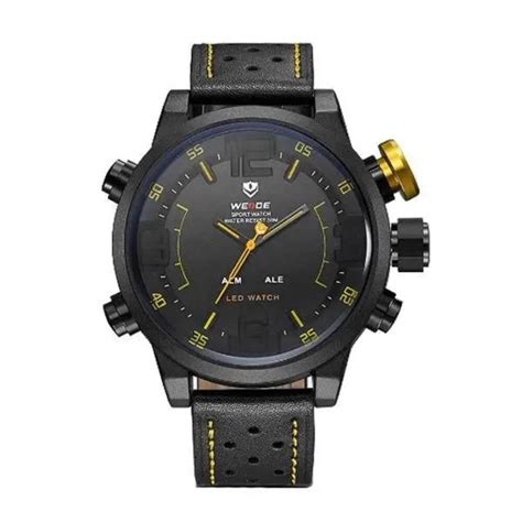 Rel Gio Masculino Weide Anadigi Wh Preto E Amarelo Preto