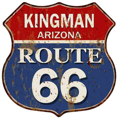 Kingman Arizona Route 66 Shield Metal Sign Man Cave Garage