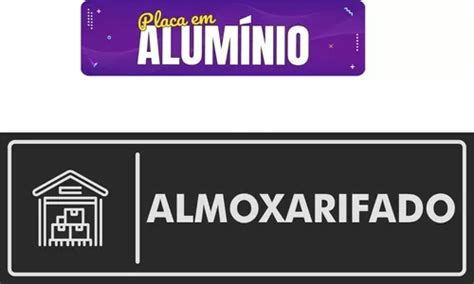 Placa Porta parede Almoxarifado Alumínio Preta 25x8cm Parcelamento