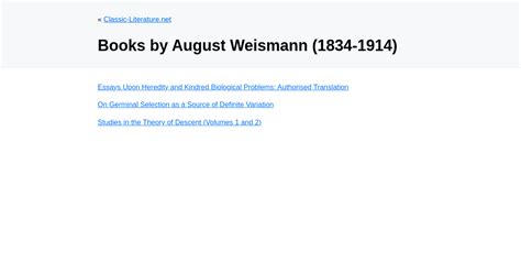 Books by August Weismann (1834-1914)
