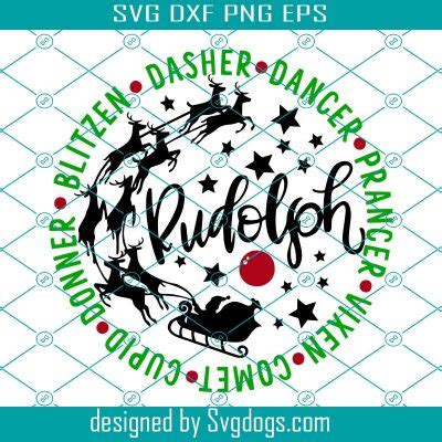 Rudolph Christmas Svg Round Svg Studio Christmas Santa Svg Sleigh