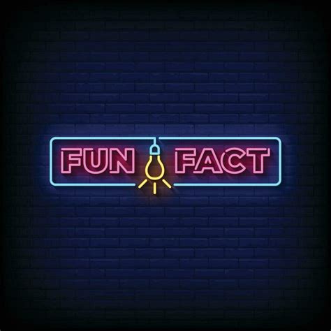 Neon Sign Fun Fact With Brick Wall Background Vector Vector