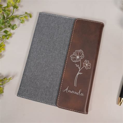 Custom Birth Flower Leather Refillable Etsy