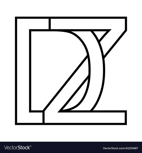 Logo Sign Dz Zd Icon Nft Interlaced Letters D Vector Image