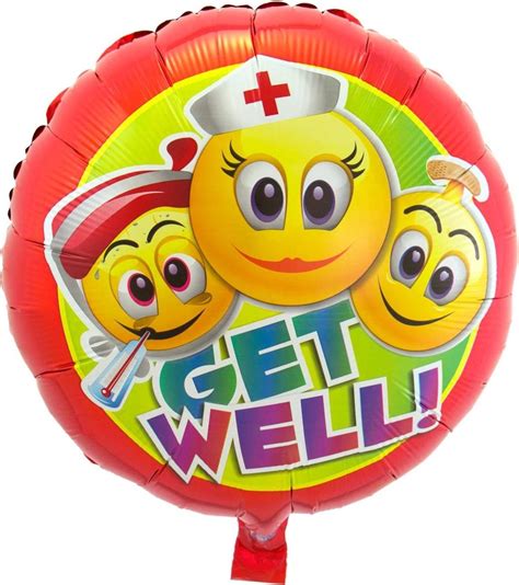 Folat Folieballon Emoticon Get Well Zonder Vulling