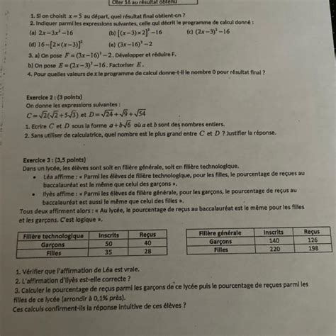 Bonjour Je galère pour le dernier exercice de mon DM de math est ce