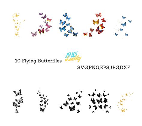 10 Flying Butterflies Svg Butterfly Card Butterfly Cut File Digital