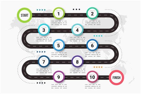 Diseno De Plantilla De Infografia De Hoja De Ruta Plana Vector Premium