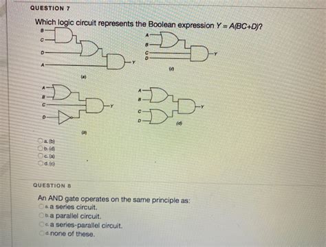 Solved Question Which Logic Circuit Represents The Boolean Chegg