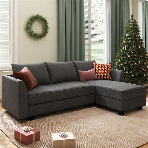 Furny Joston Person Sofa Fabric Rhs L Shape Sofa Set Grey Amazon