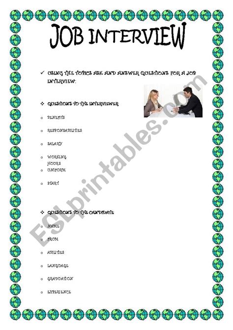 Job Interview Esl Worksheet By Amanda Margato