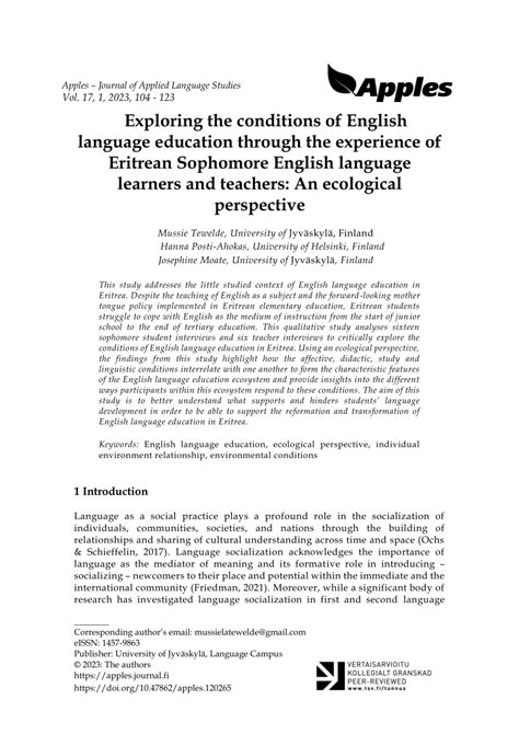 (PDF) Exploring the conditions of English language education through