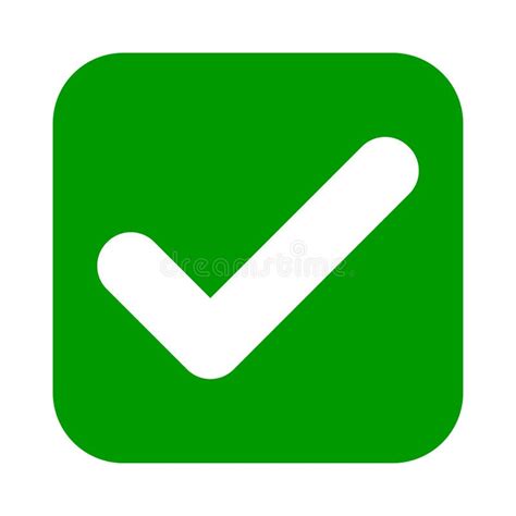 Square Green Check Mark Thin Line Icon, Button. Tick Symbol Isolated on ...