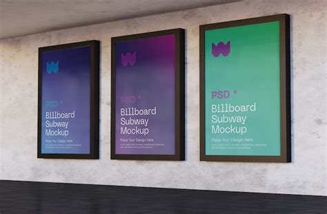 Premium Psd Three Billboards Mockups In Metro Station