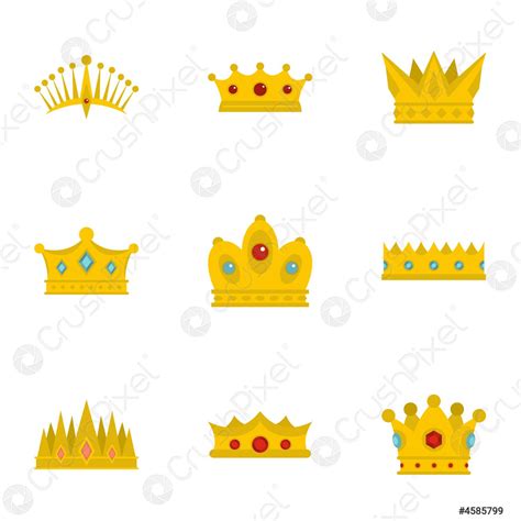 Medieval Crown Icon Set Flat Style Stock Vector 4585799 Crushpixel