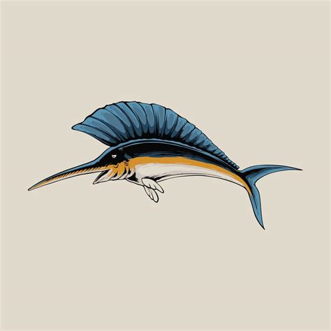 Highly Detailed And Realistic Hand Drawn Swordfish Illustration