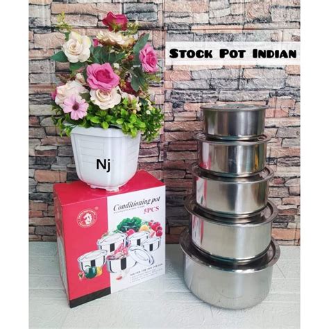 Jual STOCKPOT PANCI BERANAK INDIA 5 PCS TUTUP SET STAINLESS STEEL