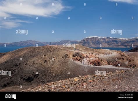 volcanic Caldera in centre of Santorini Greece Stock Photo - Alamy