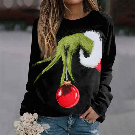 Kany Women S Grinch Printed Crewneck Sweatshirts Grinch Christmas