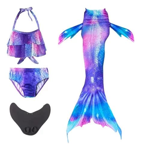 Piezas Set Cola De Sirena Y Bikini Ni As Traje De Ba O Cuotas Sin Inter S