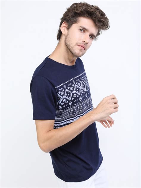 Buy Ketch Navy Blue Printed Round Neck T Shirt For Men Online At Rs329 Ketch