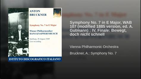 Symphony No In E Major Wab Modified Version Ed A