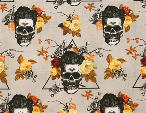 Jersey Hipster Skulls Mit Rosen Totenk Pfe Stoff F R Jungs Zum Etsy De