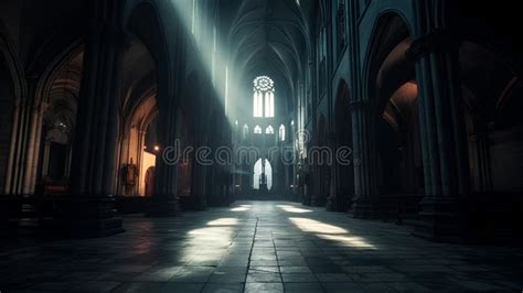 Interior of the Cathedral of Notre Dame De Paris, France. Stock Illustration - Illustration of ...