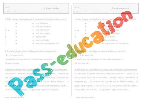 Signes De Ponctuation Exercices Eme Primaire Pdf Imprimer