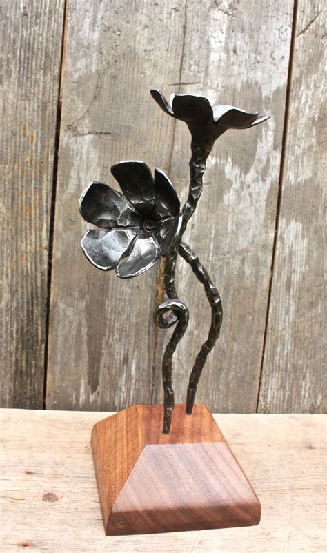 Forged Metal Flower Sculpture