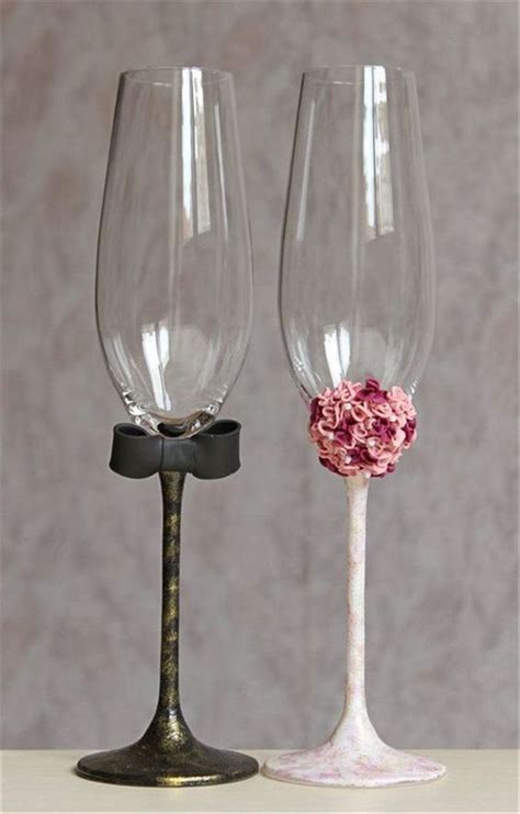 Glass Decoration Ideas / Diy Wedding Champagne Flutes Ideas To Toast ...