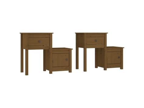 Tables De Chevet Pcs Marron Miel X X Cm Pin Solide Conforama