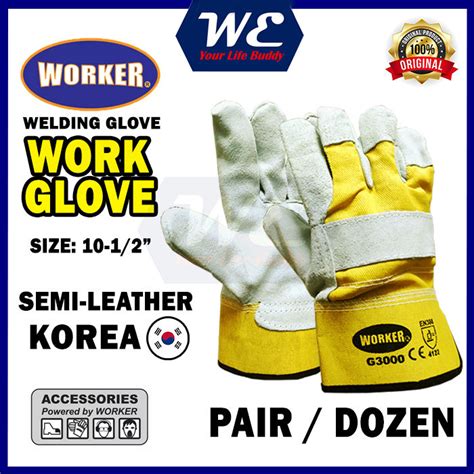 Worker 10 12 Semi Leather Welding Glove Sarung Tangan Welding