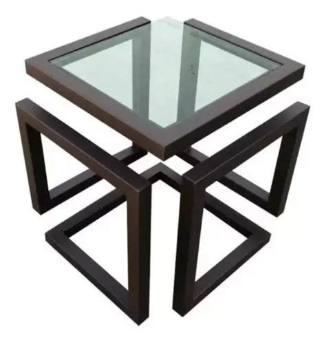 Mesa De Centro Moderna Cubo Infinito Herreria Artesanal 60cm Cuotas