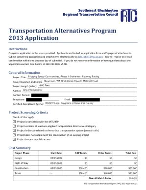 Fillable Online TAP APPLICATION MANUAL Transportation Alternatives