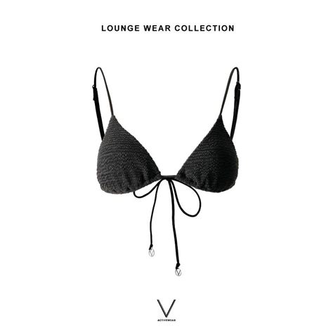 RESORT COLLECTION 2025 BLACK SMOCK BIKINI BRA บกนนผาสมอคสดำ ผาหนา มฟองนำในตว กน UV